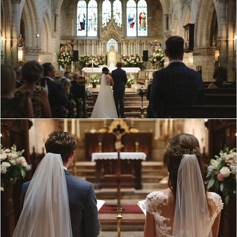 Romantyczna ceremonia ślubu w kościele w Londynie