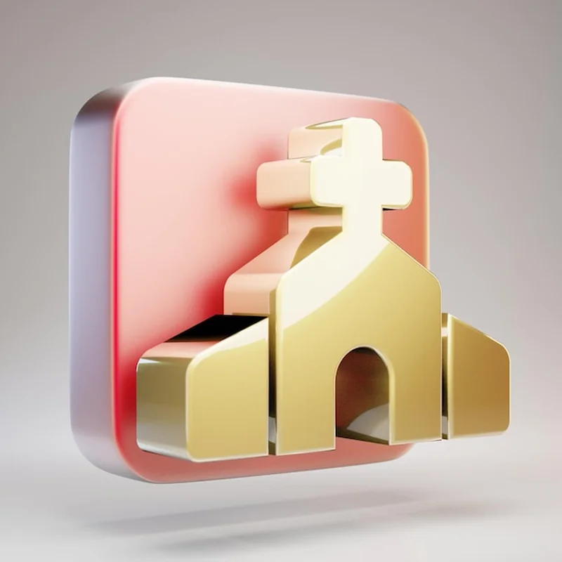 Ikona Kościoła na czerwonym złotym talerzu