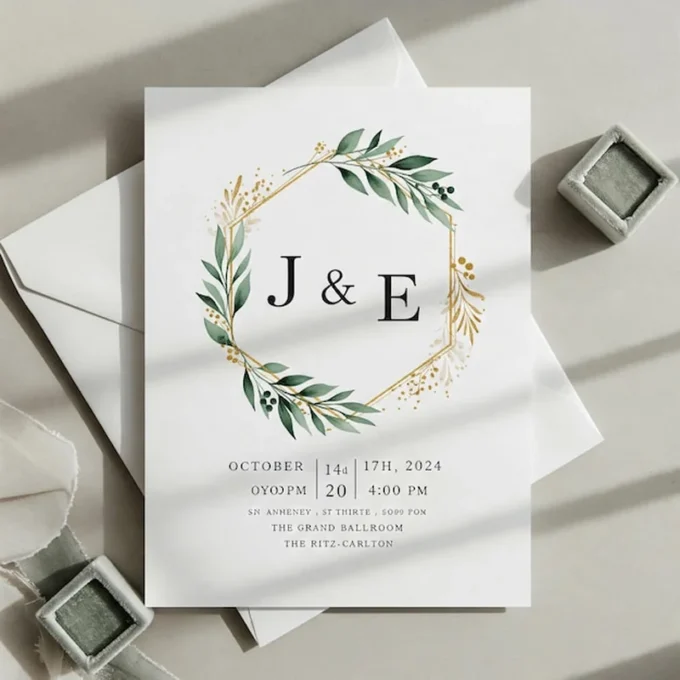 Eleganckie zaproszenie ślubne z kwiatowym wzorem