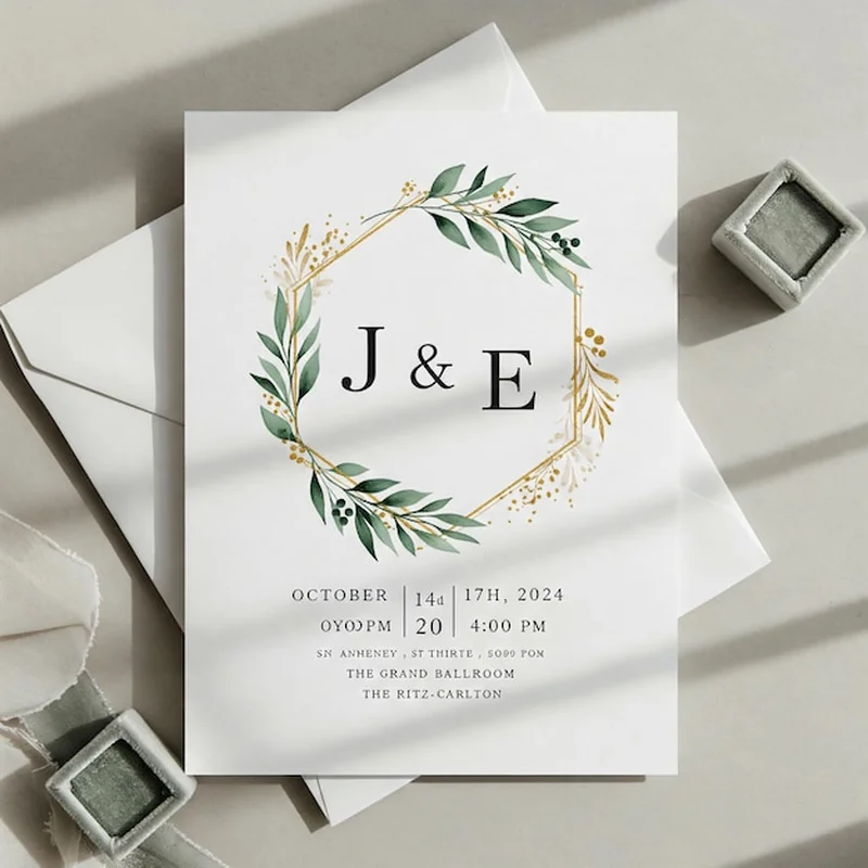 Eleganckie zaproszenie ślubne z kwiatowym wzorem